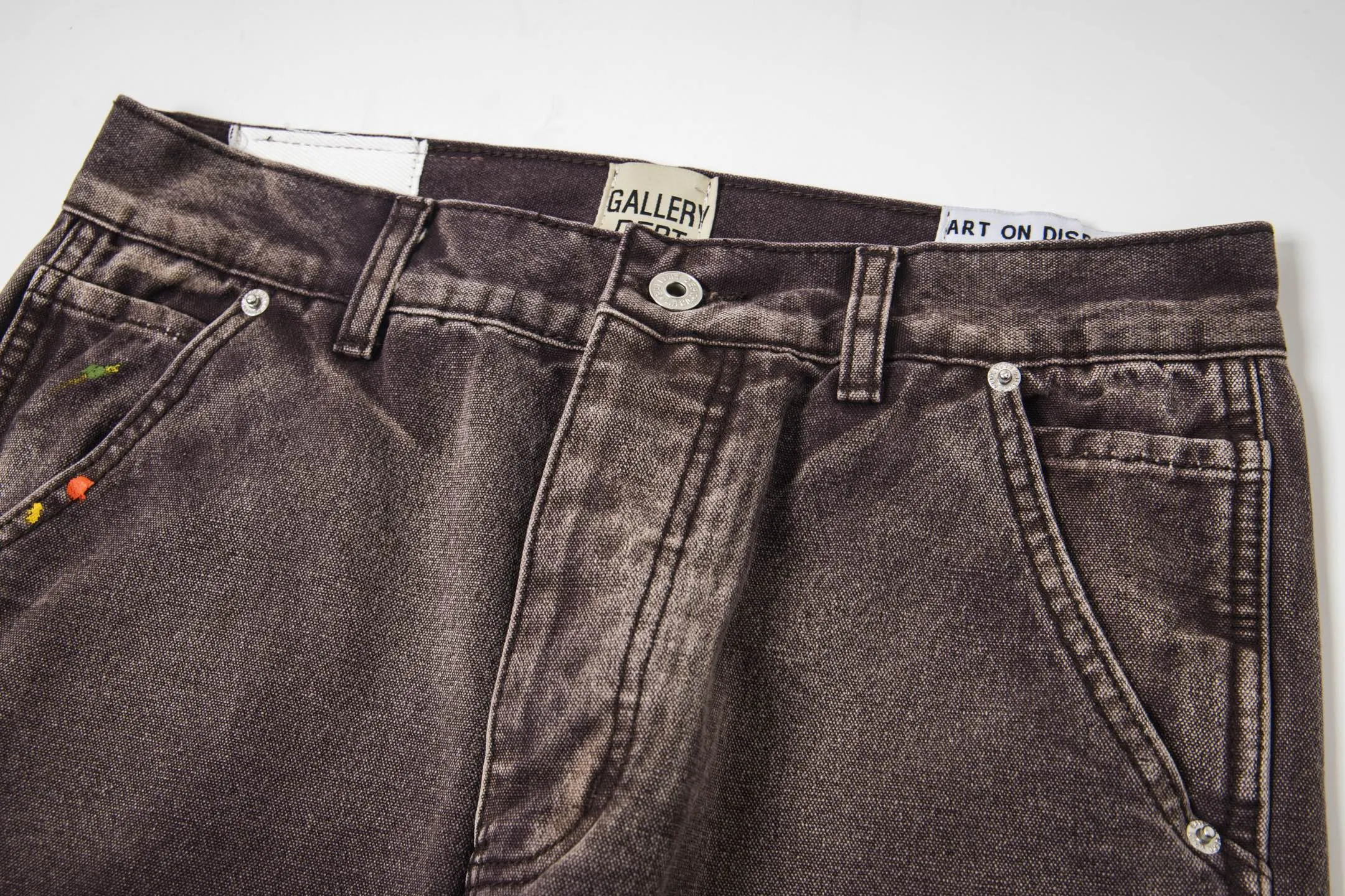 #8175 P250💰 GALLERY DEPT American retro splash-ink splicing micro-horn logging overalls raw-edged jeans - Original purchase and pattern making to truly restore the ultimate texture of Vintage - Original hardware accessories, washed and other elevators, QR code analysis are all purchased from the original factory, high degree of restoration, welcome to compare with a certain product ~ - Three-dimensional version Loose and comfortable, not picky about the figure, taller and slimmer, factory Seiko, original factory quality control, same style for men and women, can be matched with couples Versatile recommendation: must-have jeans for all seasons Size: S-XXL (28-36)